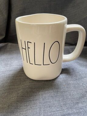 Rae Dunn White Mug with Black HELLO Lettering